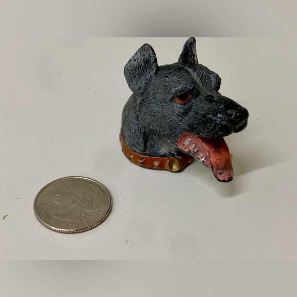 Antique Heavy Metal Decorative Figural Dog Head Cane Topper Cap Brutalist - Picture 12 of 16